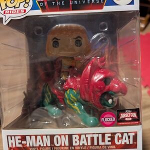 Funko He-Man on Battle Cat Flocked Figure - Red and Green